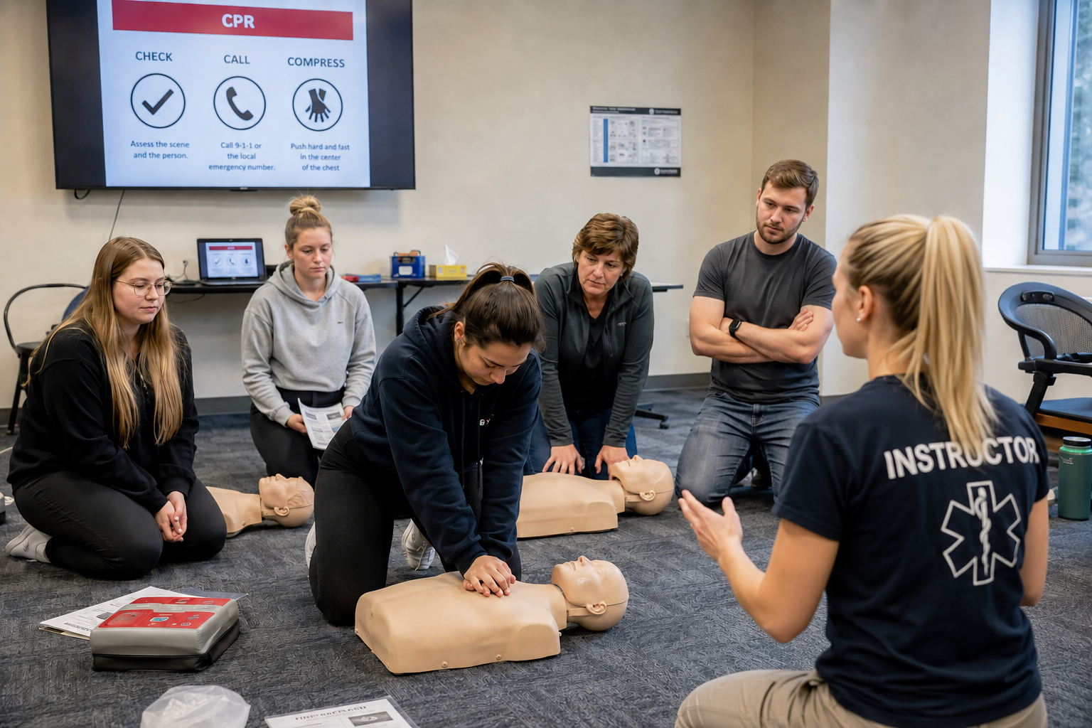 CPR and first aid training class in session